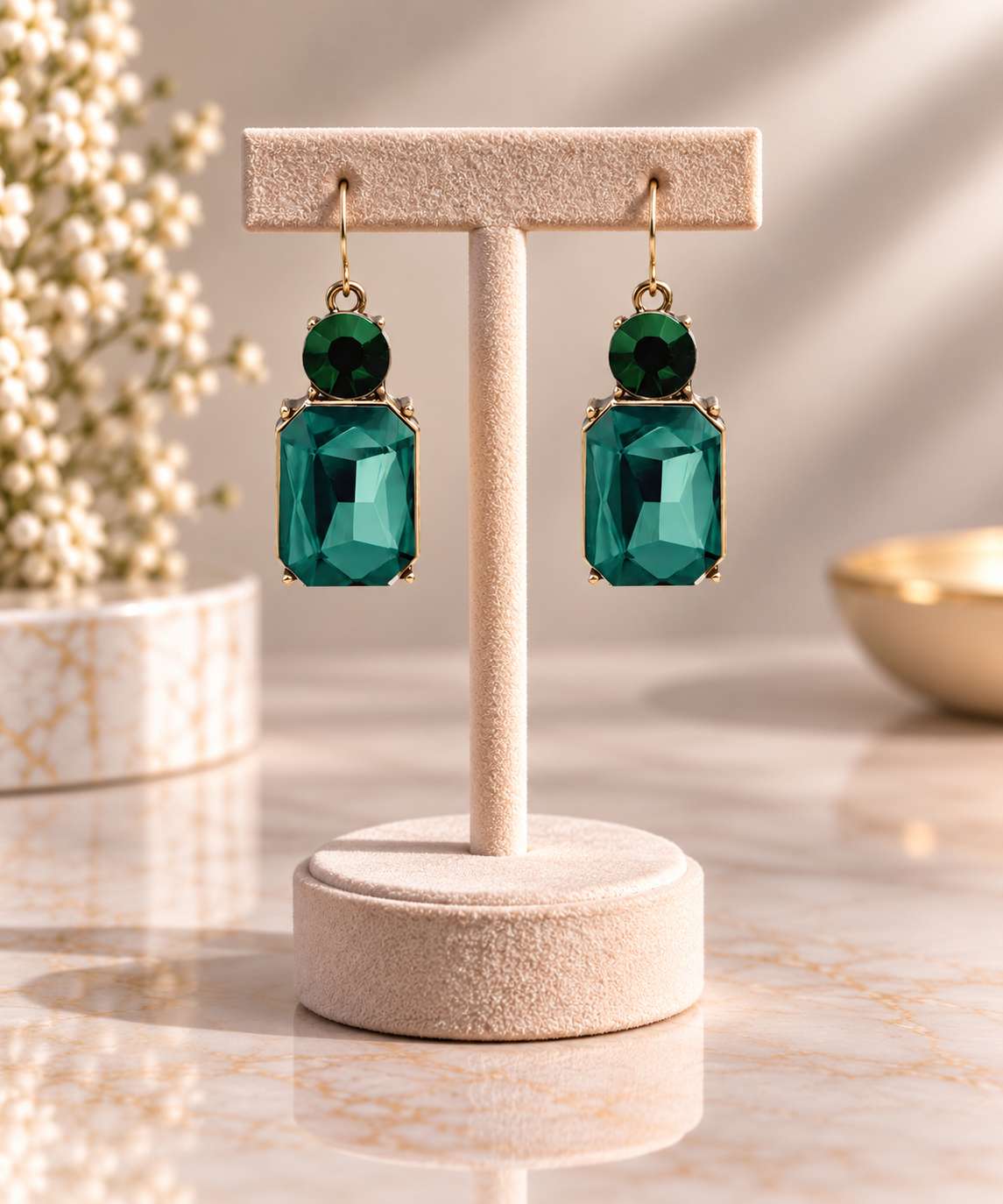 Twin gem drop earrings