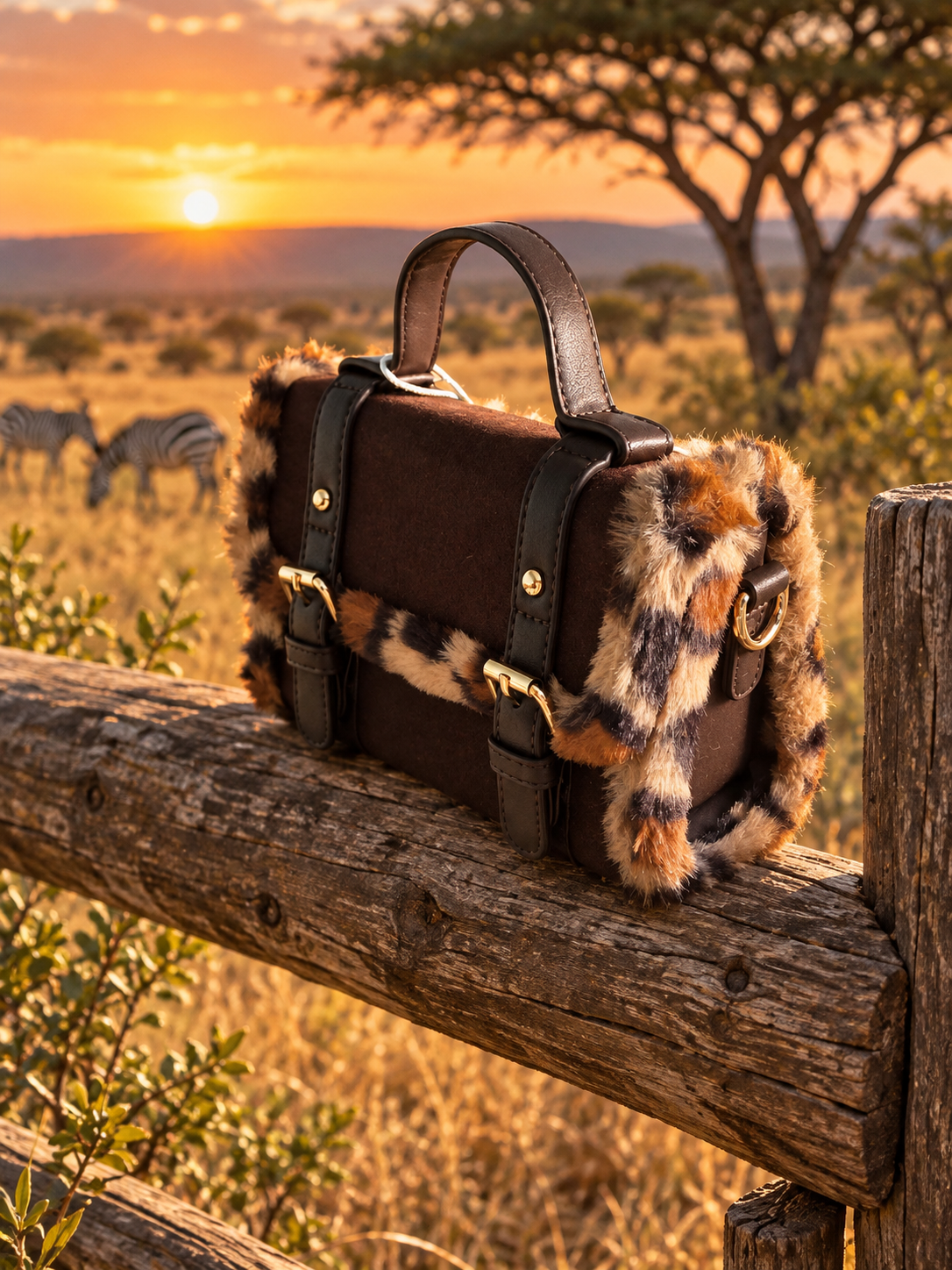 Animal faux fur handbag