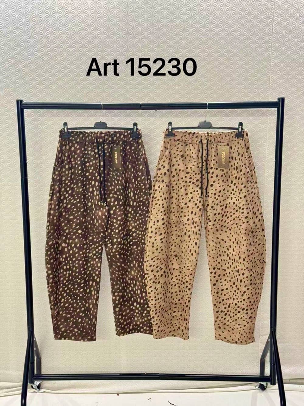 Balloon pants in faux suede with doe print and elasticated waistband [REFRESH_mu1e0rns]