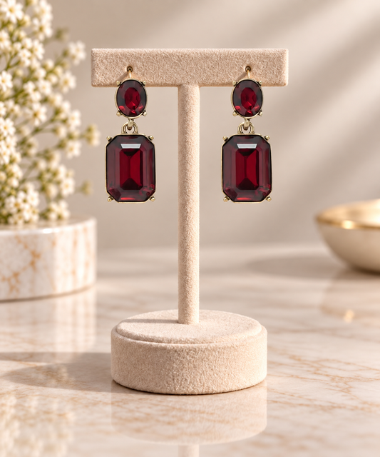 Oval twin gem post stud earring