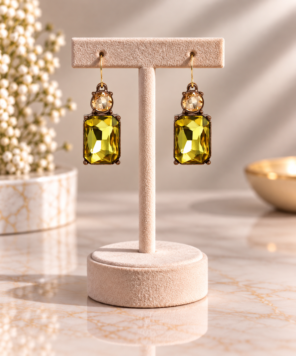 Twin gem drop earrings