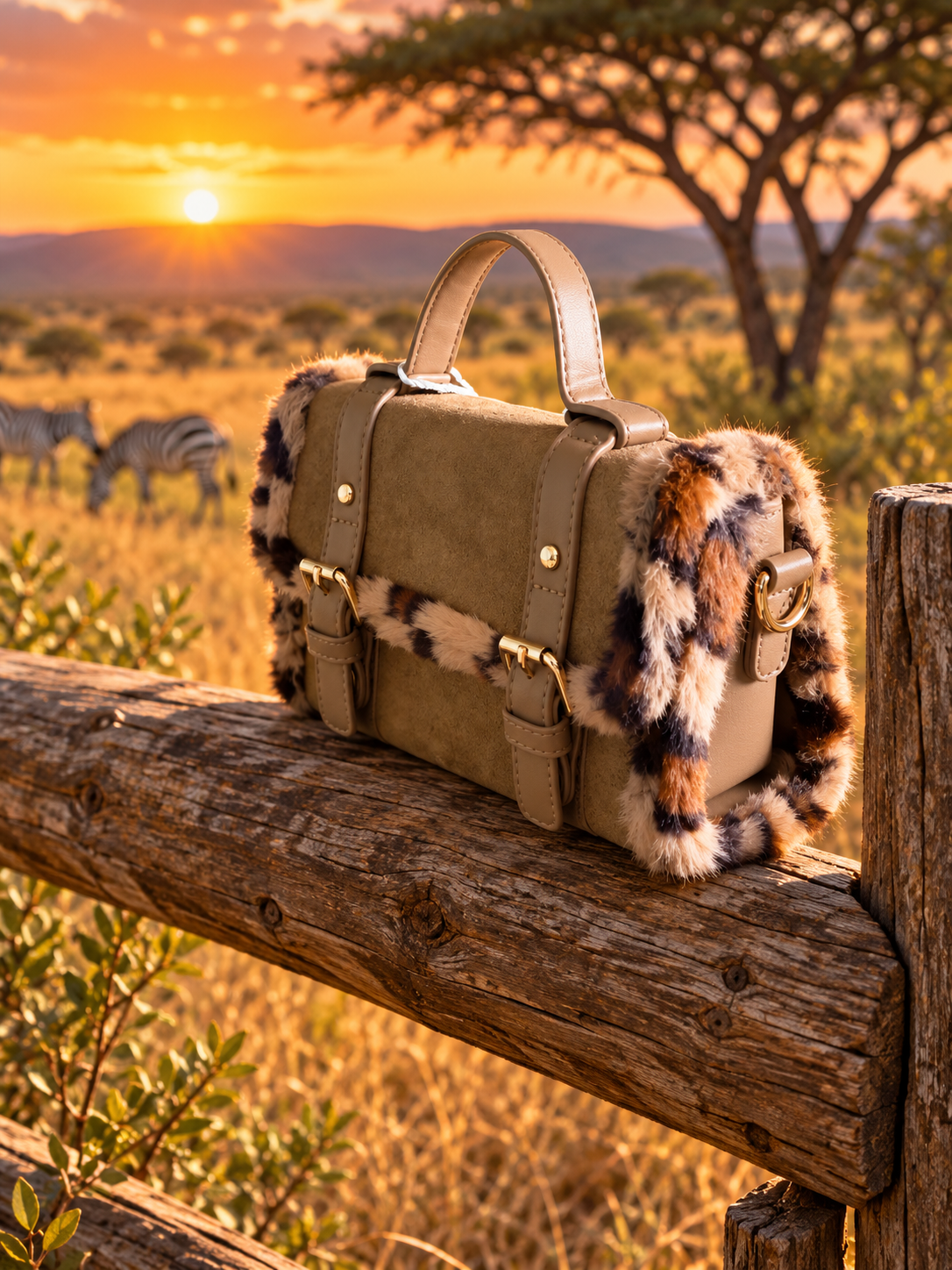 Animal faux fur handbag