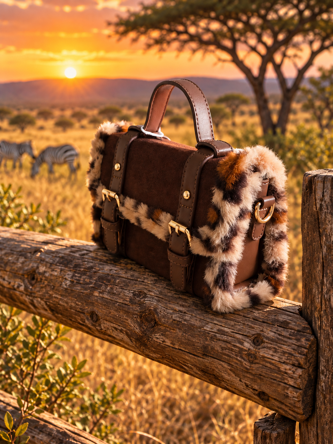 Animal faux fur handbag