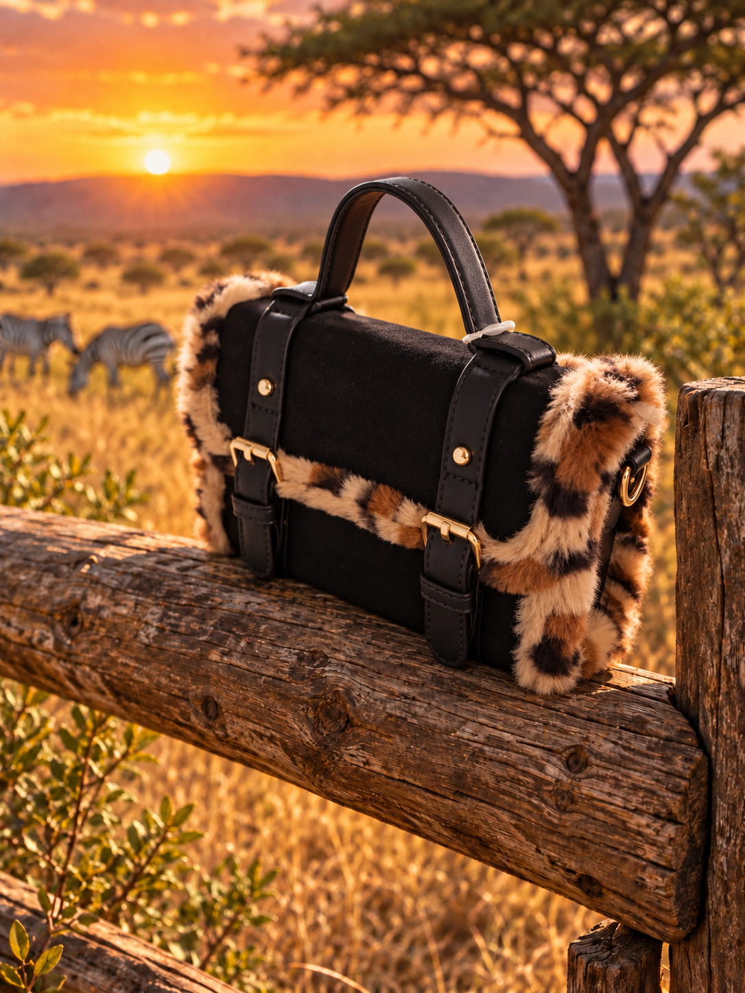 Animal faux fur handbag