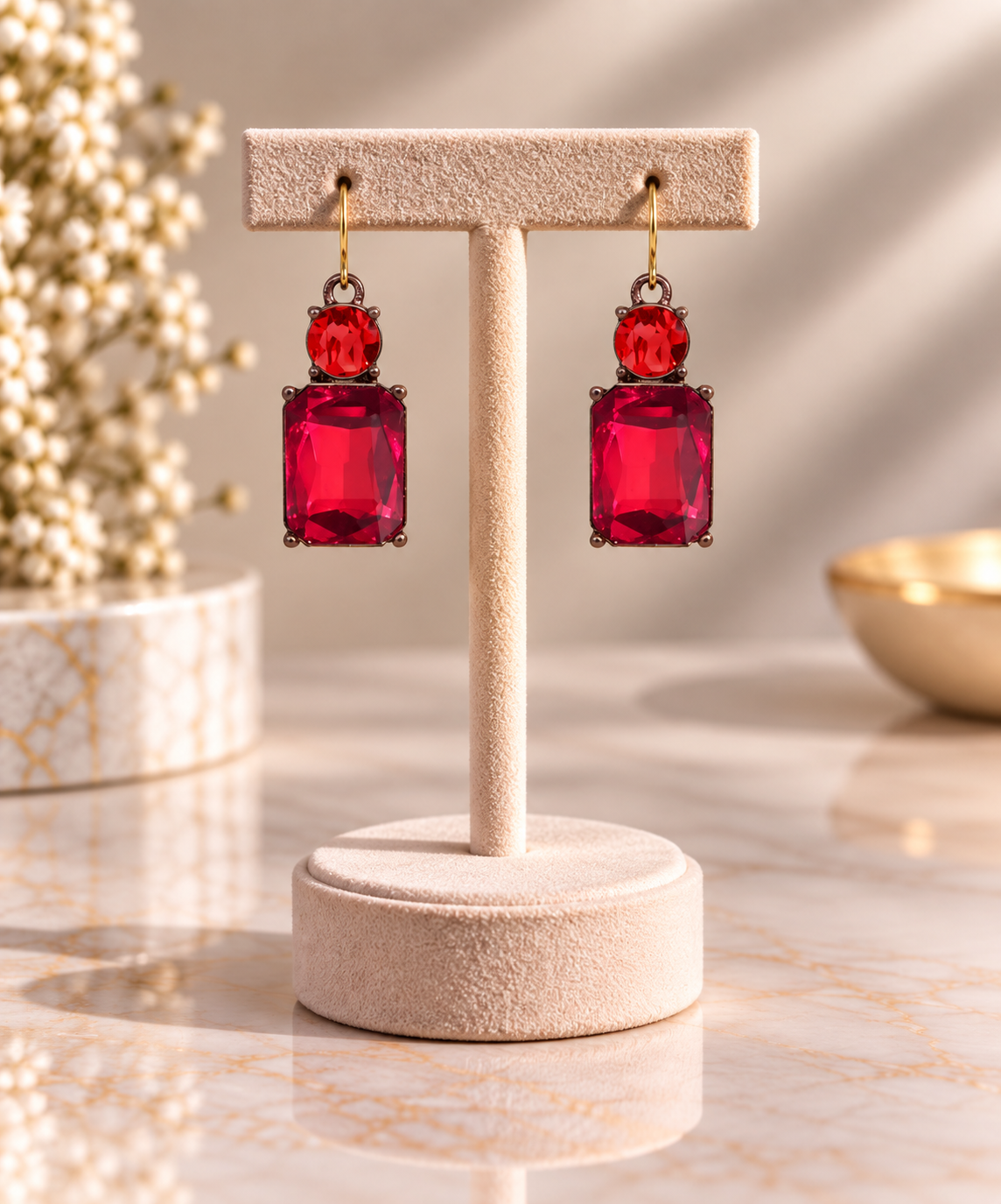 Twin gem drop earrings