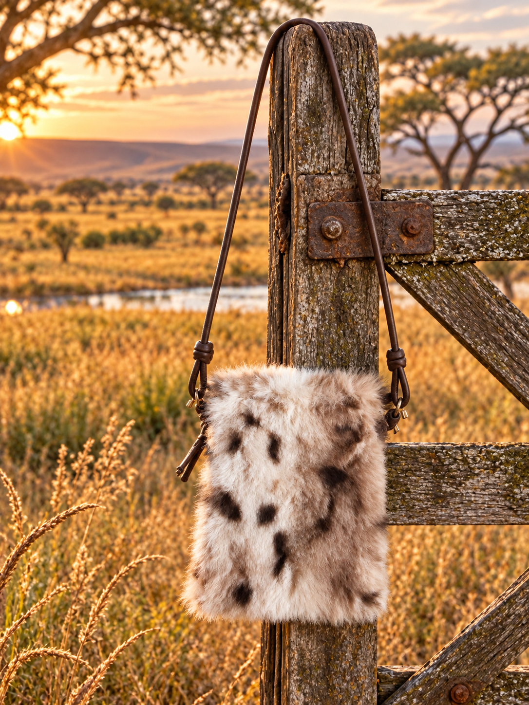 Animal faux fur pouch cross body bag