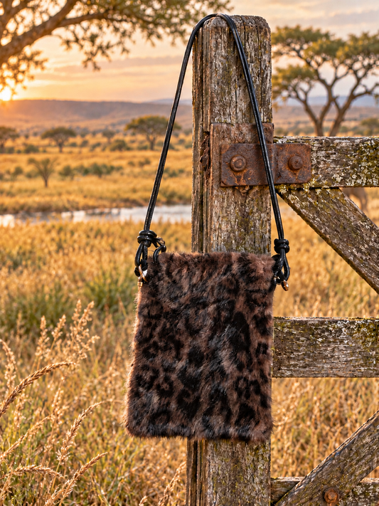 Animal faux fur pouch cross body bag